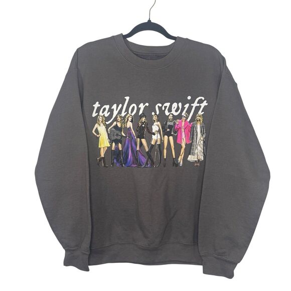Taylor Swift Eras Crewneck Solid Sweatshirt Gray Women's Medium - Picture 1 of 6